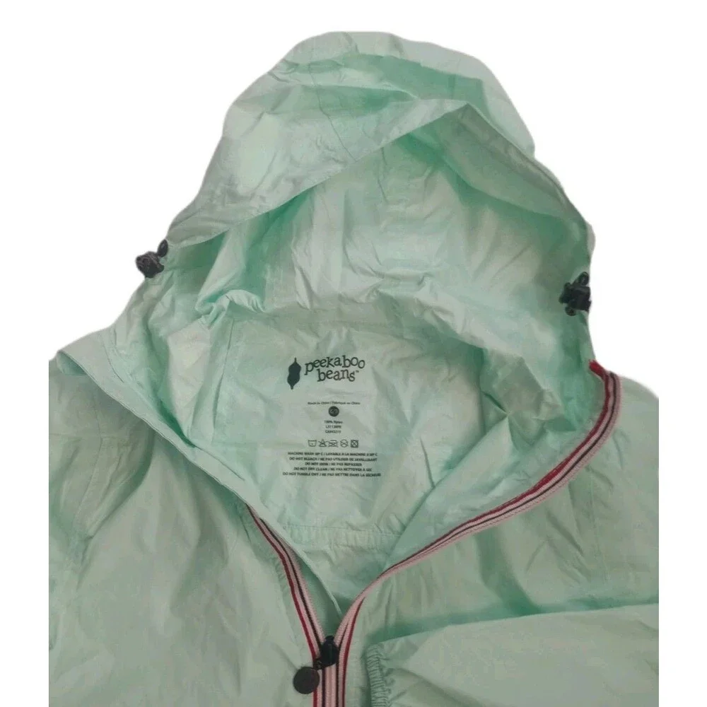 NWT Peekaboo Beans Rain Coat Jacket Teal Green sz M Youth (10) Zipper Pockets